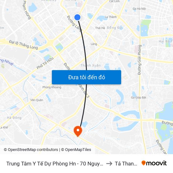 Trung Tâm Y Tế Dự Phòng Hn - 70 Nguyễn Chí Thanh to Tả Thanh Oai map