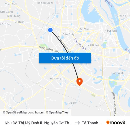 Khu Đô Thị Mỹ Đình Ii- Nguyễn Cơ Thạch to Tả Thanh Oai map