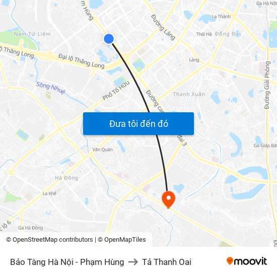 Bảo Tàng Hà Nội - Phạm Hùng to Tả Thanh Oai map