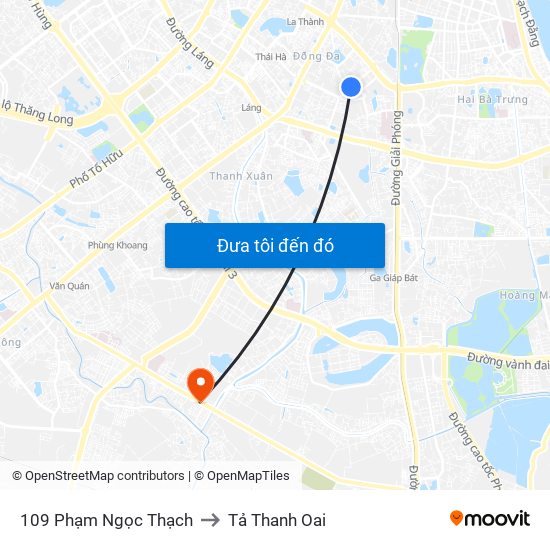 109 Phạm Ngọc Thạch to Tả Thanh Oai map