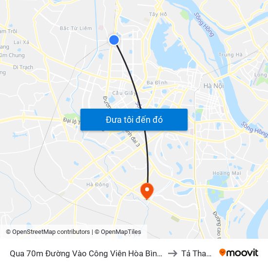 Qua 70m Đường Vào Công Viên Hòa Bình - Phạm Văn Đồng to Tả Thanh Oai map