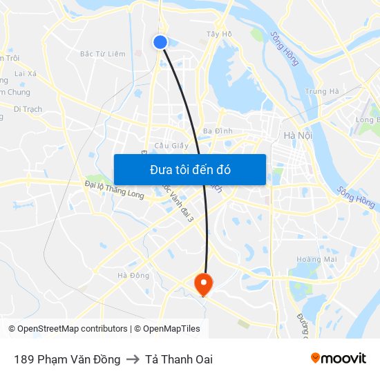 189 Phạm Văn Đồng to Tả Thanh Oai map