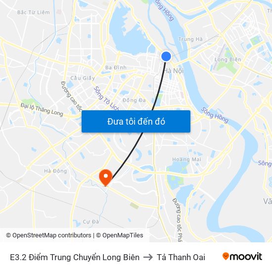 E3.2 Điểm Trung Chuyển Long Biên to Tả Thanh Oai map