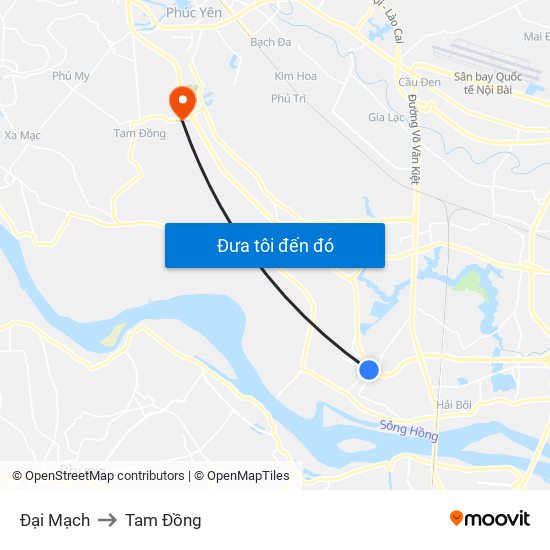 Đại Mạch to Tam Đồng map