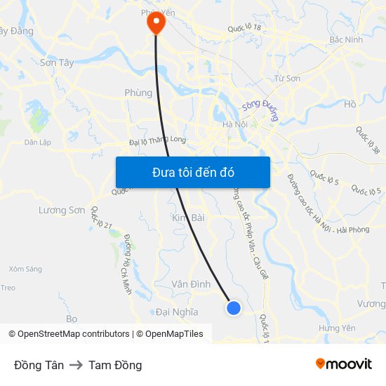 Đồng Tân to Tam Đồng map