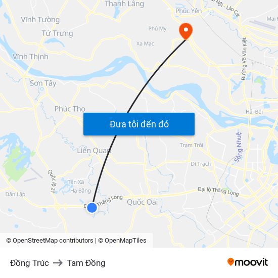 Đồng Trúc to Tam Đồng map