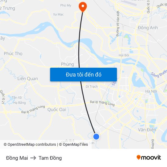 Đồng Mai to Tam Đồng map