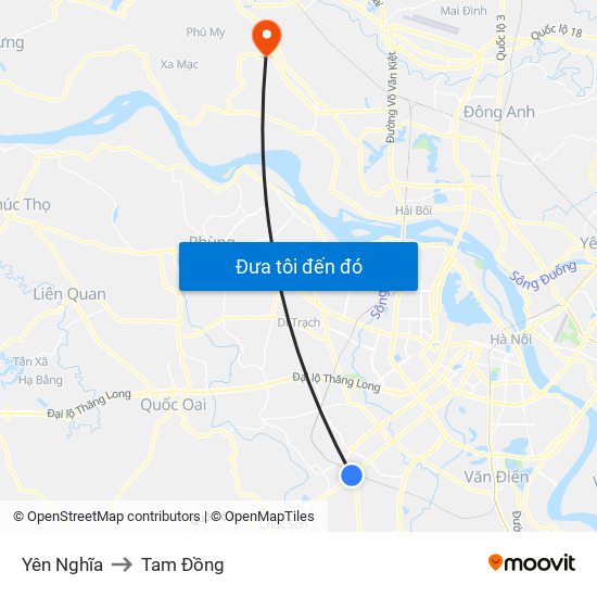 Yên Nghĩa to Tam Đồng map