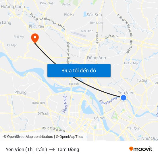 Yên Viên (Thị Trấn ) to Tam Đồng map