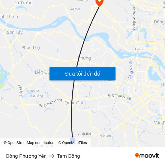 Đông Phương Yên to Tam Đồng map