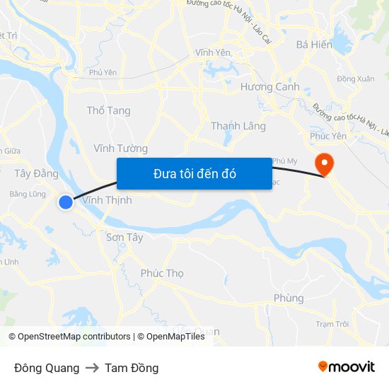 Đông Quang to Tam Đồng map