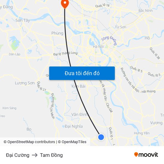Đại Cường to Tam Đồng map