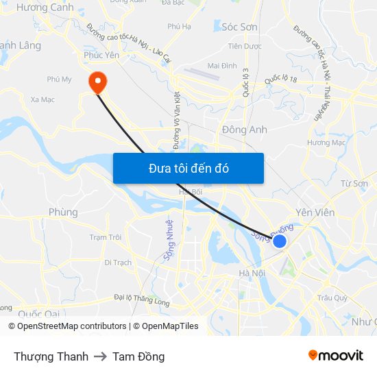 Thượng Thanh to Tam Đồng map