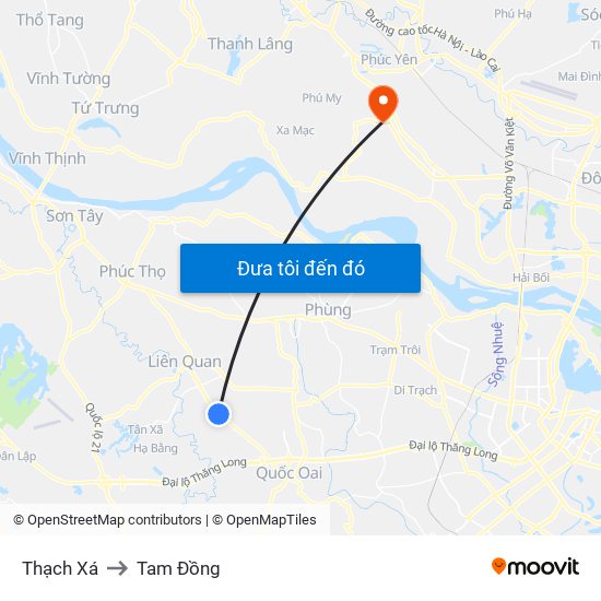 Thạch Xá to Tam Đồng map