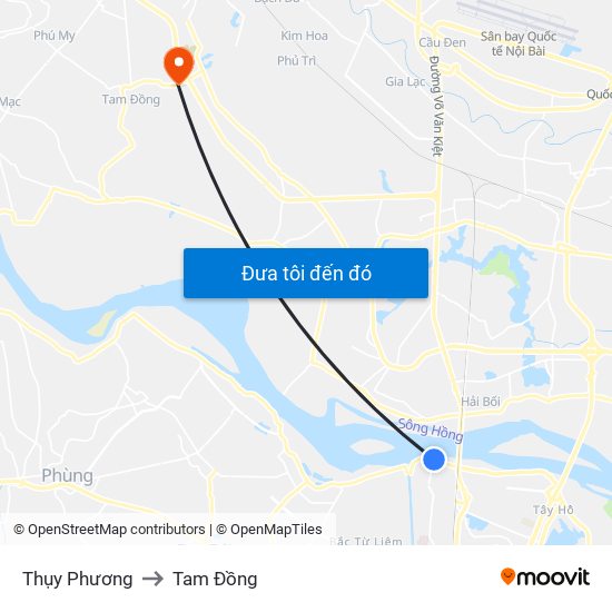 Thụy Phương to Tam Đồng map