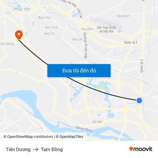 Tiên Dương to Tam Đồng map