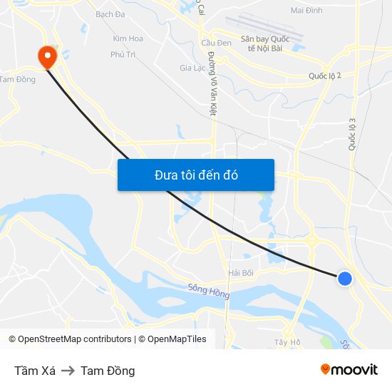 Tầm Xá to Tam Đồng map