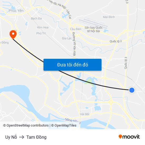 Uy Nỗ to Tam Đồng map
