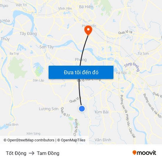 Tốt Động to Tam Đồng map