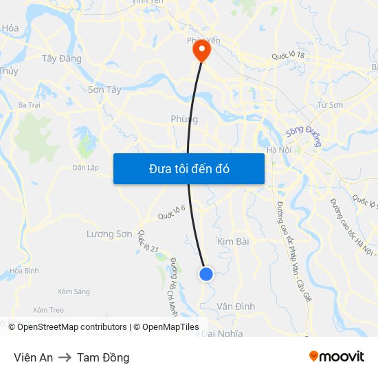 Viên An to Tam Đồng map