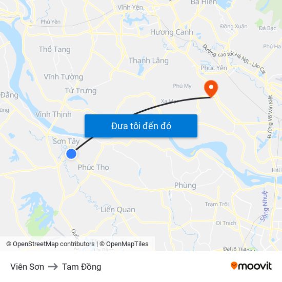 Viên Sơn to Tam Đồng map