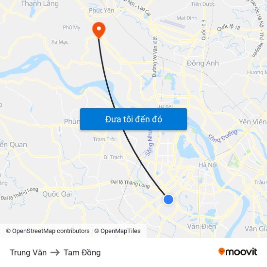 Trung Văn to Tam Đồng map