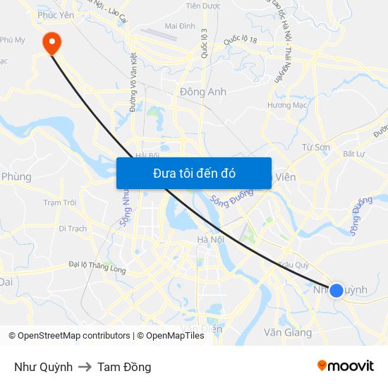Như Quỳnh to Tam Đồng map