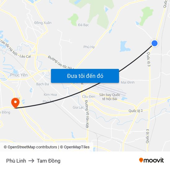 Phù Linh to Tam Đồng map