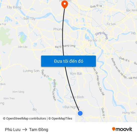 Phù Lưu to Tam Đồng map