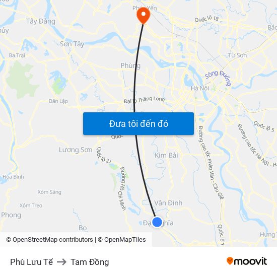 Phù Lưu Tế to Tam Đồng map
