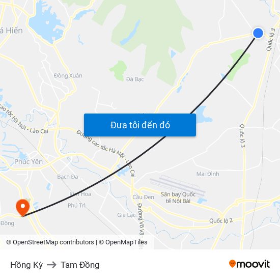 Hồng Kỳ to Tam Đồng map