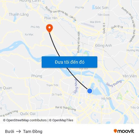 Bưởi to Tam Đồng map