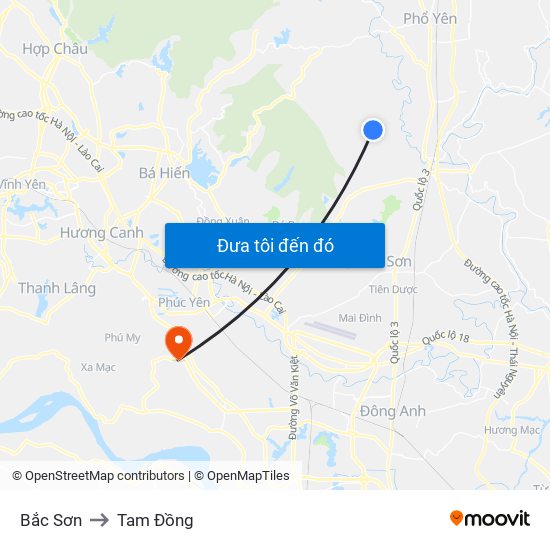 Bắc Sơn to Tam Đồng map