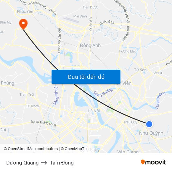 Dương Quang to Tam Đồng map