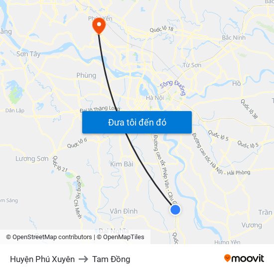 Huyện Phú Xuyên to Tam Đồng map