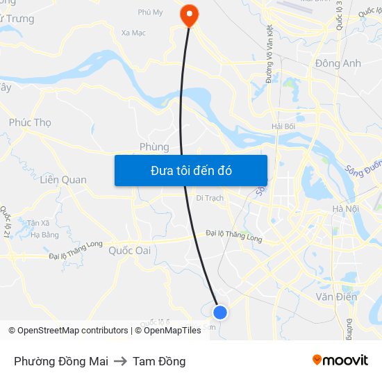Phường Đồng Mai to Tam Đồng map