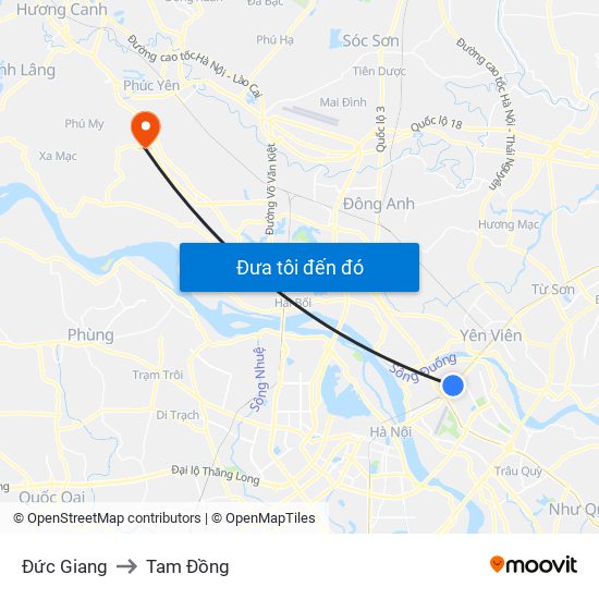 Đức Giang to Tam Đồng map
