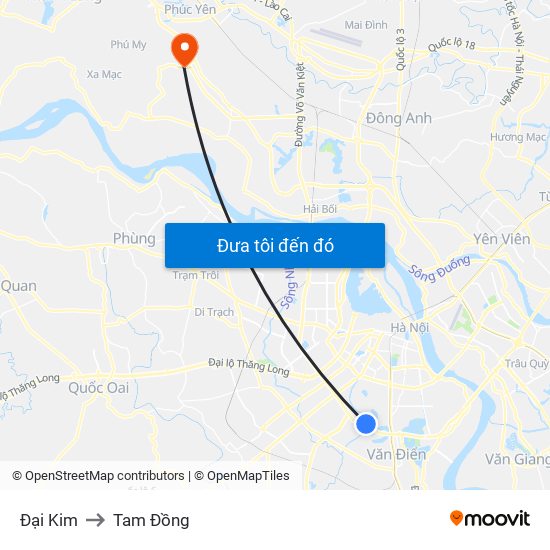 Đại Kim to Tam Đồng map