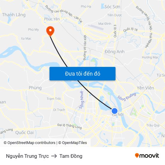 Nguyễn Trung Trực to Tam Đồng map