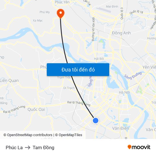 Phúc La to Tam Đồng map