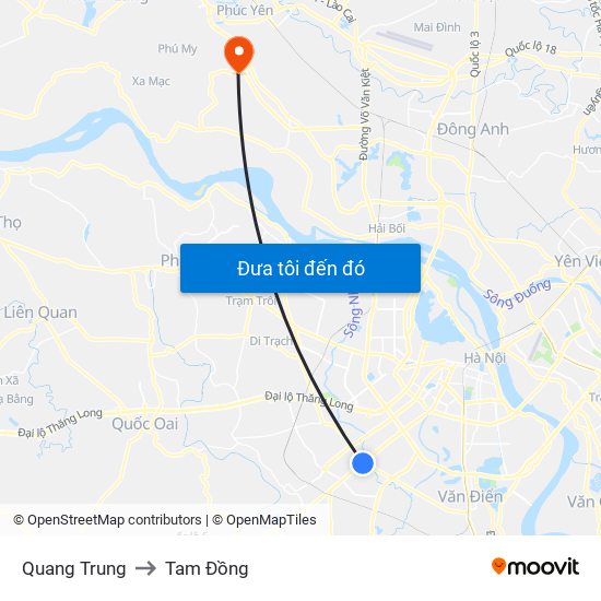 Quang Trung to Tam Đồng map