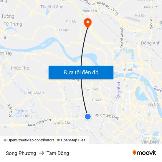 Song Phương to Tam Đồng map