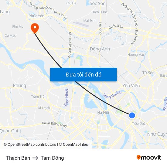 Thạch Bàn to Tam Đồng map