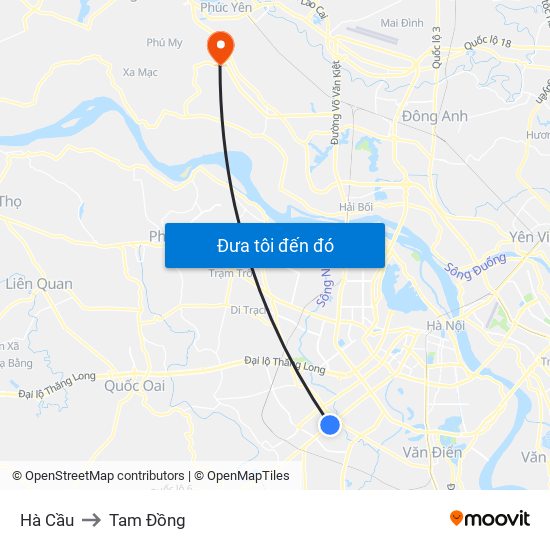 Hà Cầu to Tam Đồng map