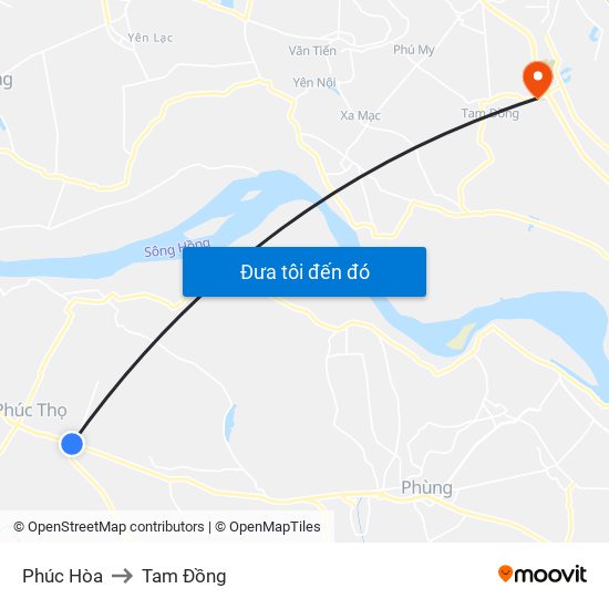 Phúc Hòa to Tam Đồng map