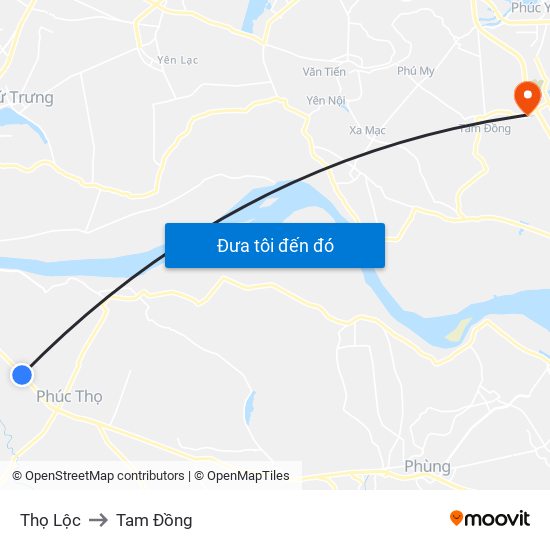 Thọ Lộc to Tam Đồng map