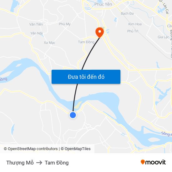 Thượng Mỗ to Tam Đồng map