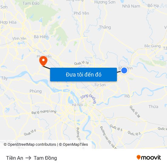 Tiền An to Tam Đồng map