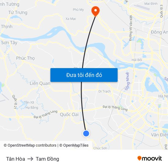 Tân Hòa to Tam Đồng map