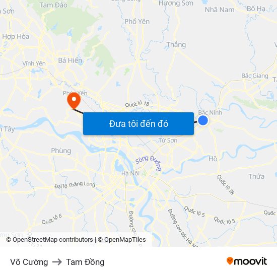 Võ Cường to Tam Đồng map